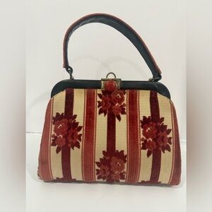 Elegant Vintage  Floral Striped Handbag